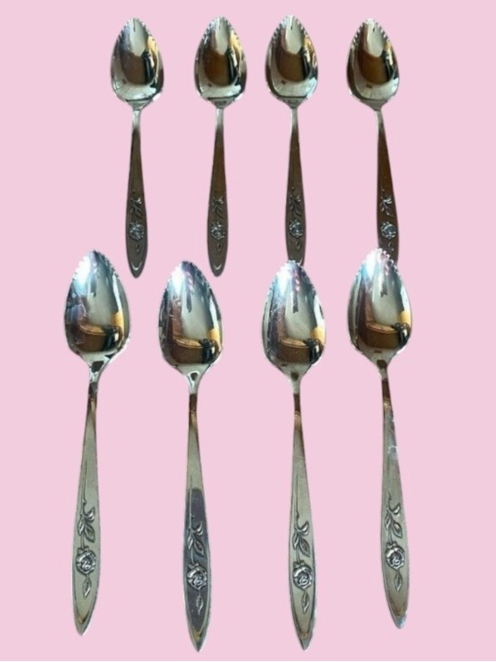 Oneida Grapefruit Spoons Set of 8 Stainless My Rose Pattern Cottagecore granny